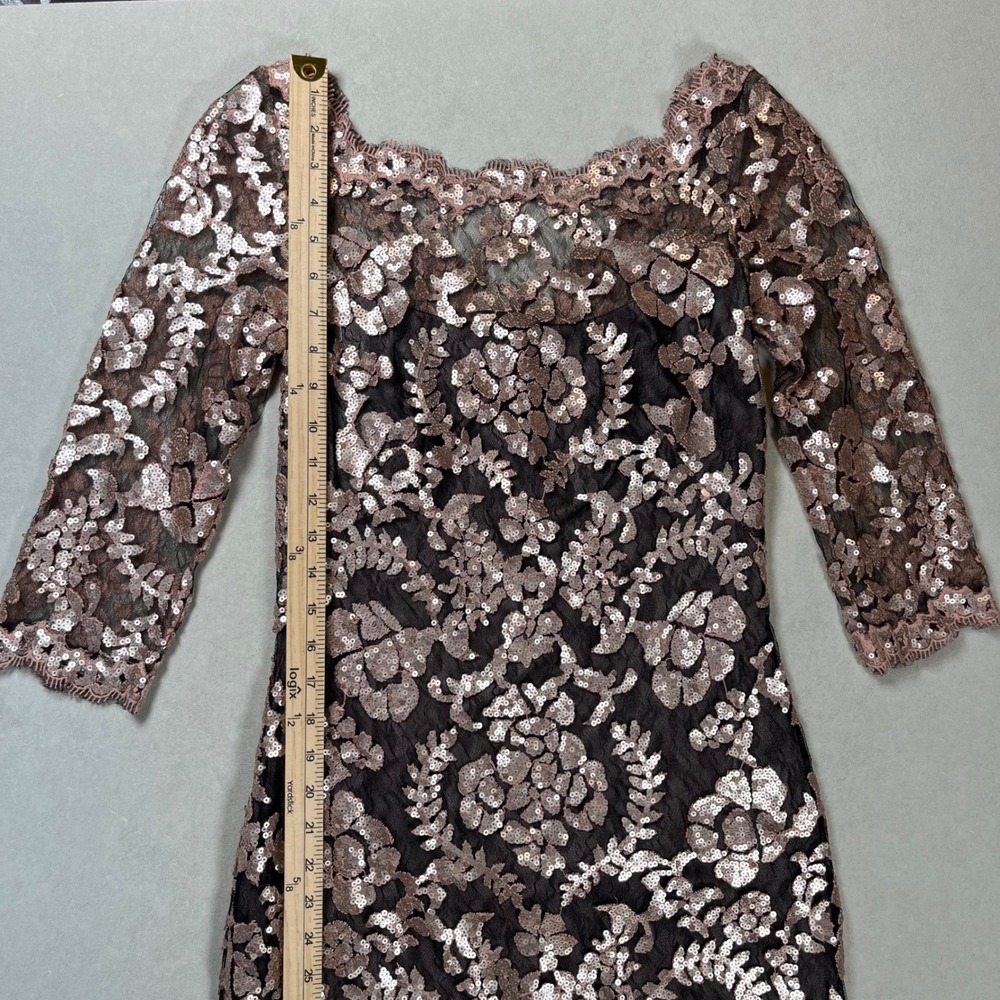 Tadashi Shoji BHLDN Yvonne Gown Women 6 Rose Gold Sequin Lace 3/4 Formal Evening - Picture 6 of 10